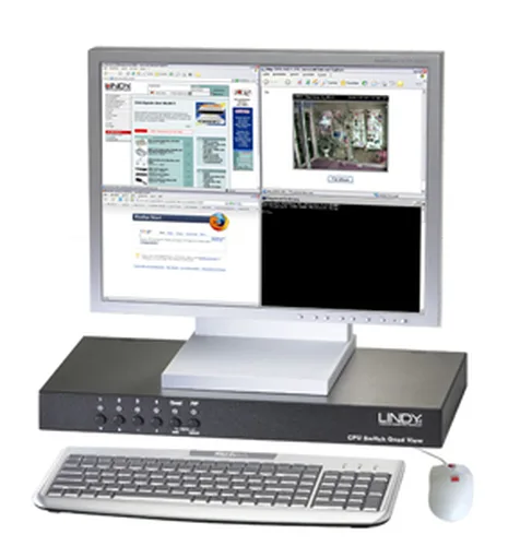 Lindy KVM Switch - CPU Switch Quad View KVM jungiklis Pilka