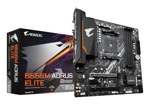 GIGABYTE B550M AORUS ELITE Motherboard - AMD Ryzen 5000 CPUs, 5+3 Phases