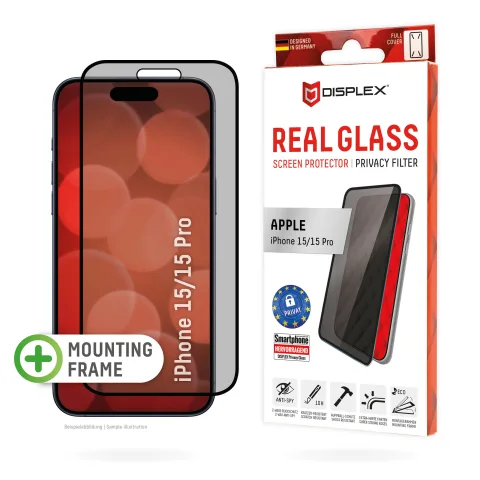 Displex Privacy Screen Protector (10H) for Apple iPhone 15/15 Pro, Eco
