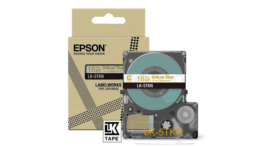 Epson LK-5TKN Auksas, Permatomas